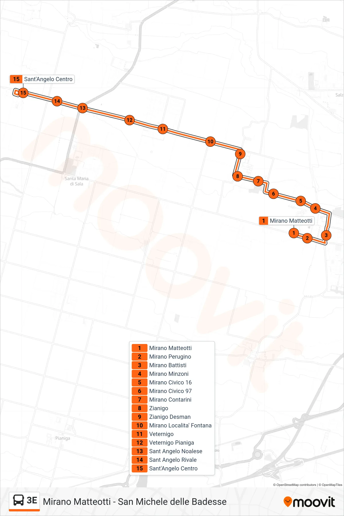 Linea 3E  bus (Sant'Angelo Centro) - Percorsi e fermate sulla mappa