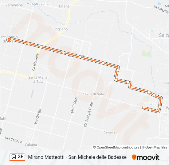 3E Bus Line Map
