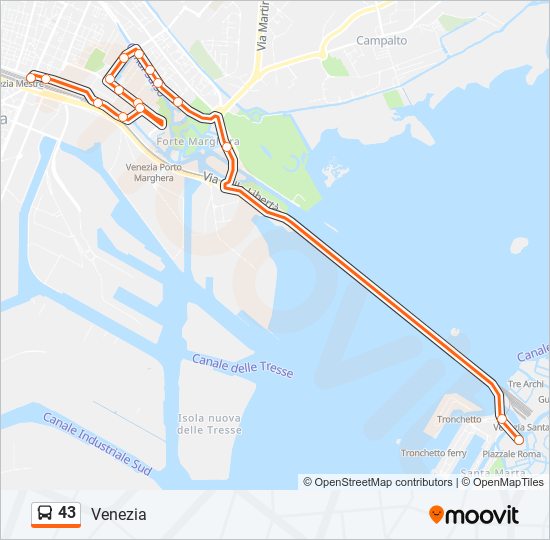 Bus 43 Route Map 43 Route: Schedules, Stops & Maps - Venezia (Updated)