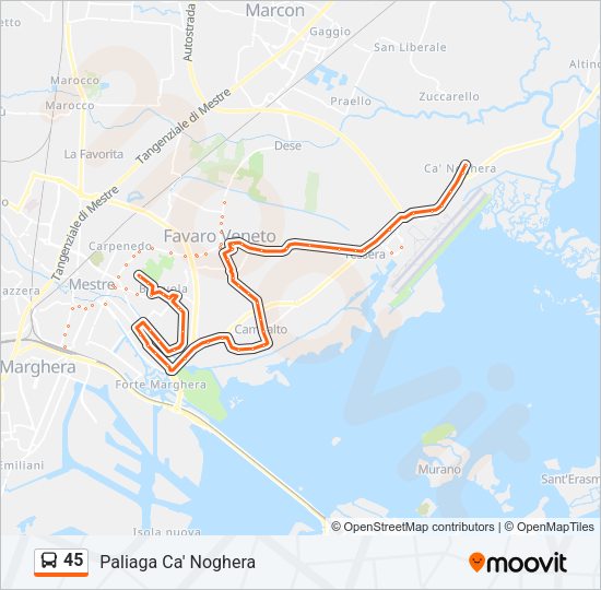 Percorso linea bus 45