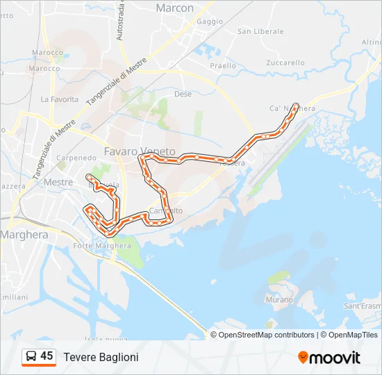 45 Bus Line Map