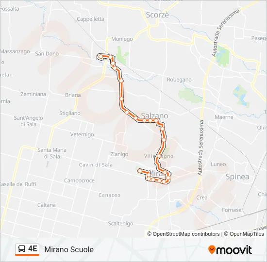 4E Bus Line Map