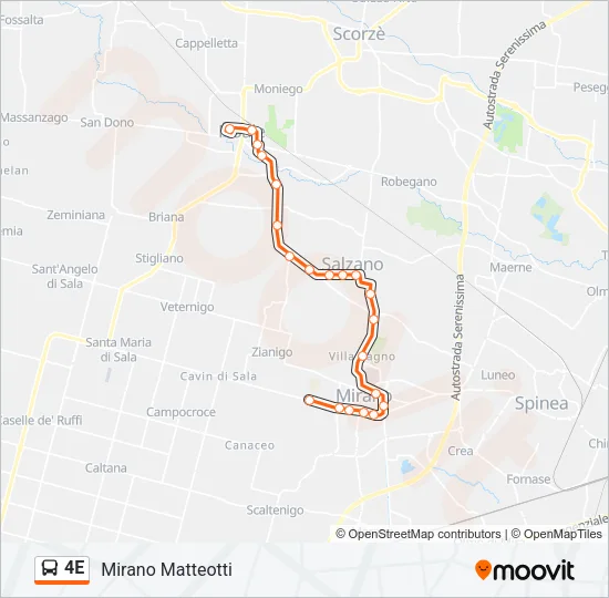 4E Bus Line Map