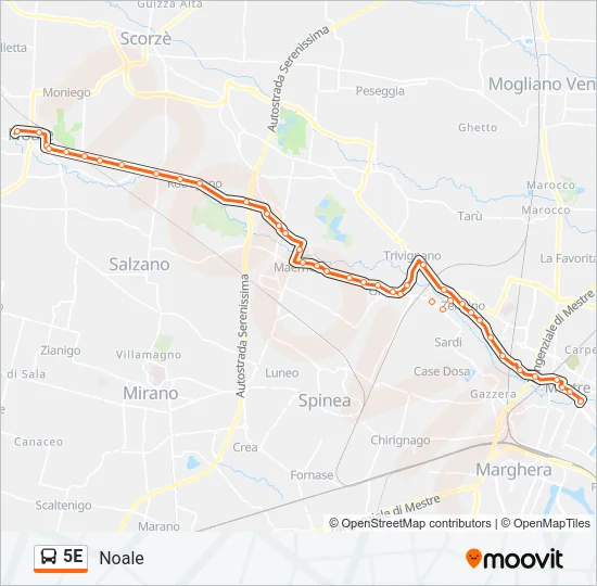5E Bus Line Map