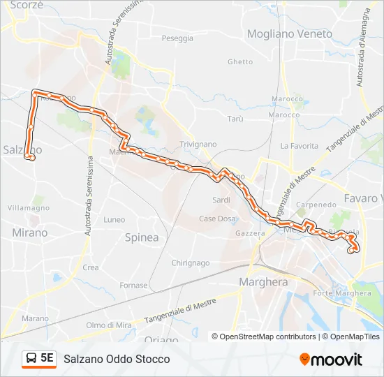 5E Bus Line Map