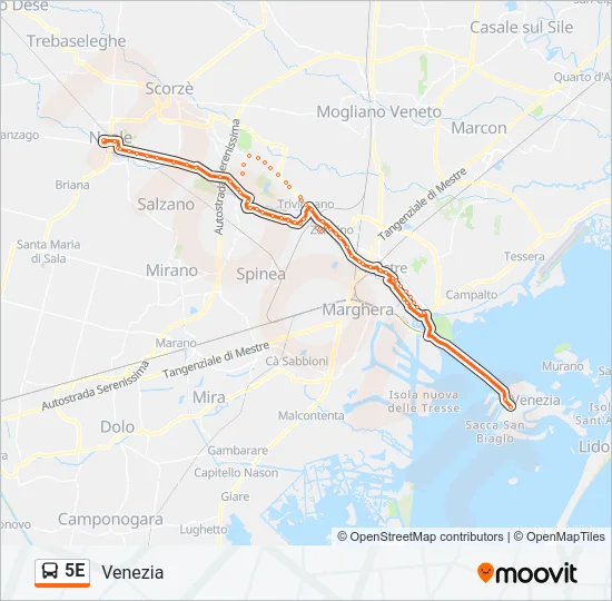 5E Bus Line Map