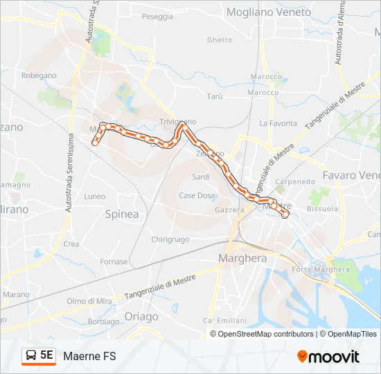 5E Bus Line Map