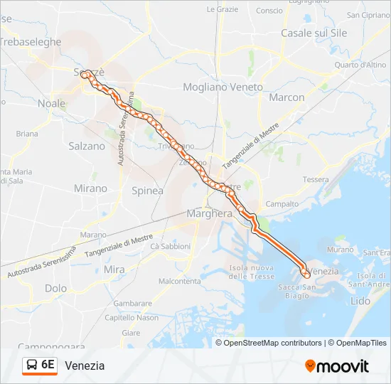 6E Bus Line Map