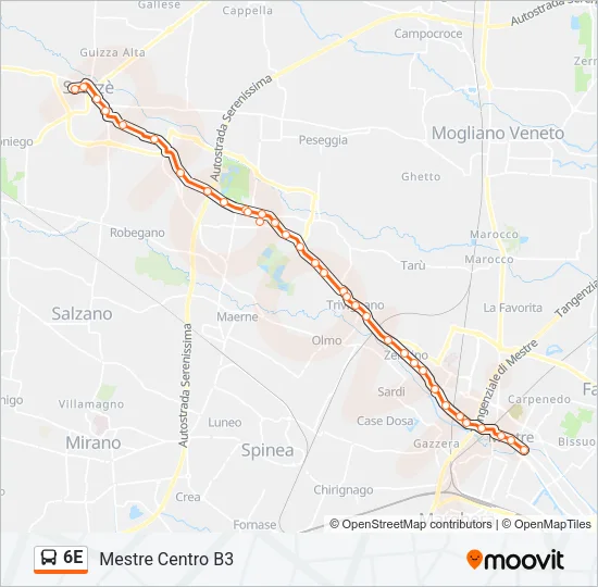 6E Bus Line Map