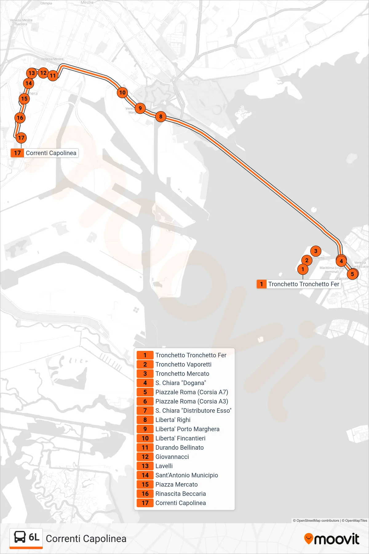 Linea 6L bus (Correnti Capolinea) - Percorsi e fermate sulla mappa