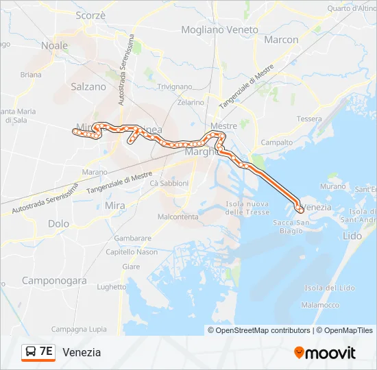 7E Bus Line Map