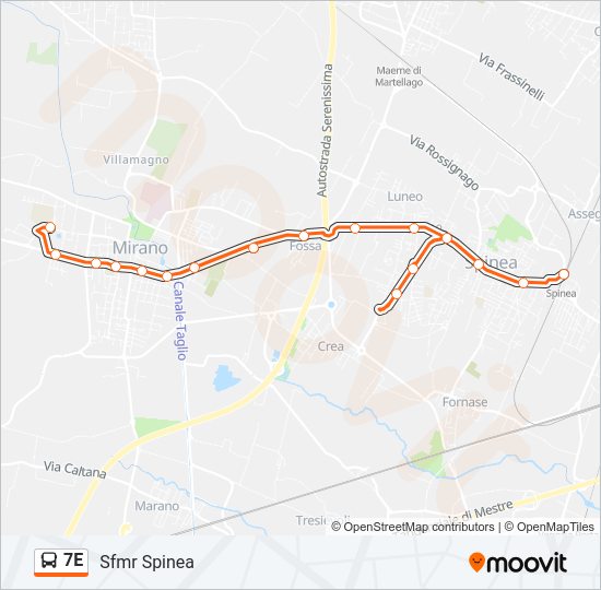 Percorso linea bus 7E