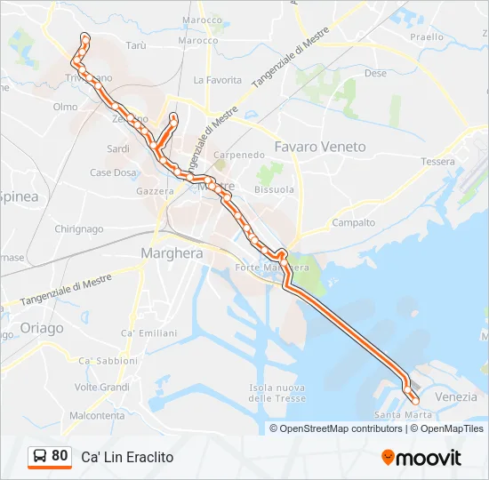 80 Bus Line Map