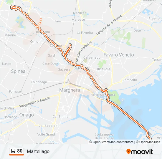 80 Bus Line Map