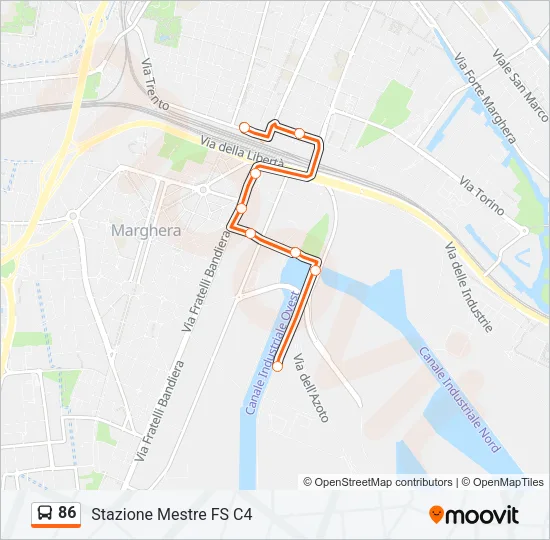 86 Bus Line Map