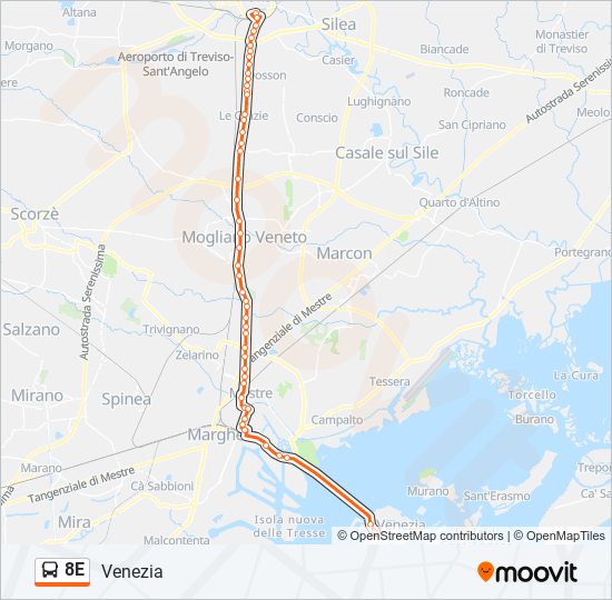 8E bus Line Map