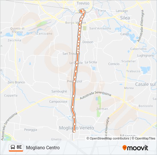 Percorso linea bus 8E