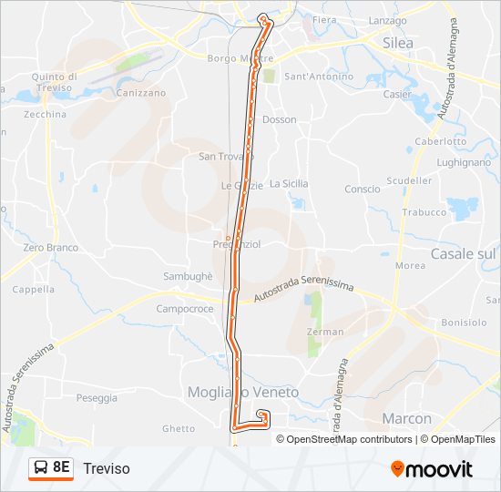 Percorso linea bus 8E