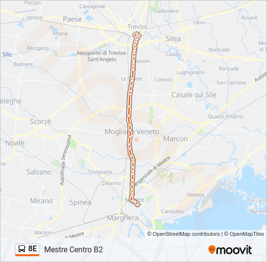 8E bus Line Map