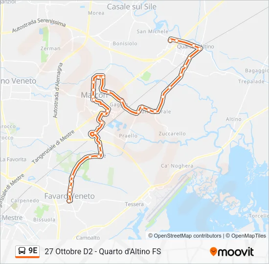 9E Bus Line Map