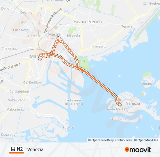 N2 Bus Line Map