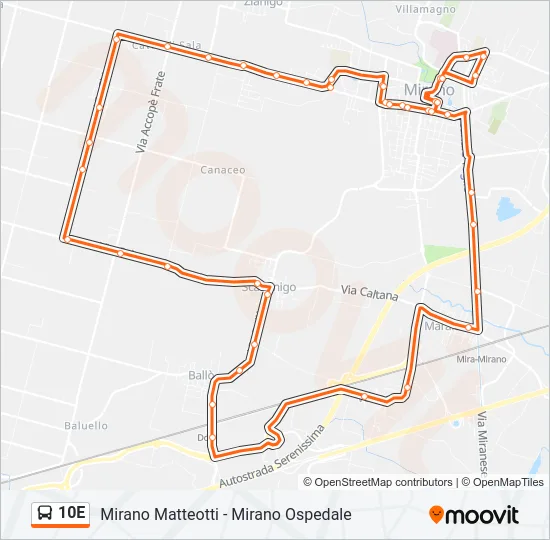 10E Bus Line Map