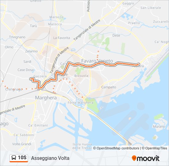 Percorso linea bus 10S