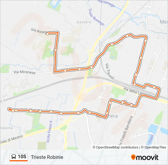 10S Bus Line Map