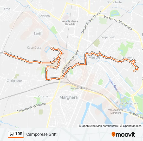 10S Bus Line Map