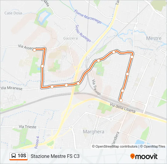 10S Bus Line Map