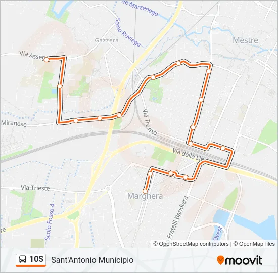 10S Bus Line Map