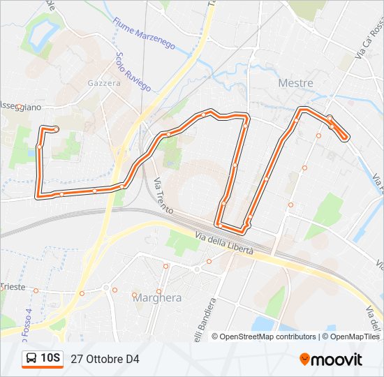 Percorso linea bus 10S