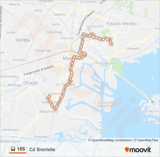10S Bus Line Map
