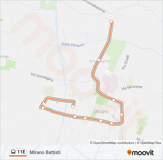 11E Bus Line Map