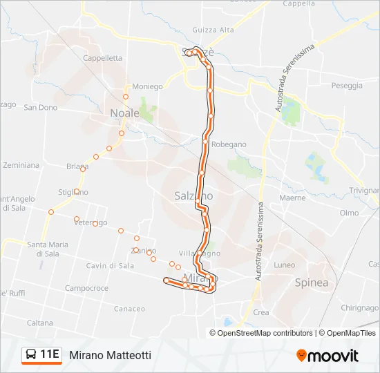 11E Bus Line Map