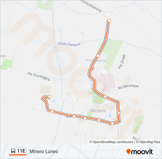 Percorso linea bus 11E