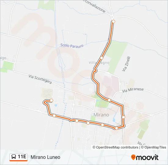 11E Bus Line Map