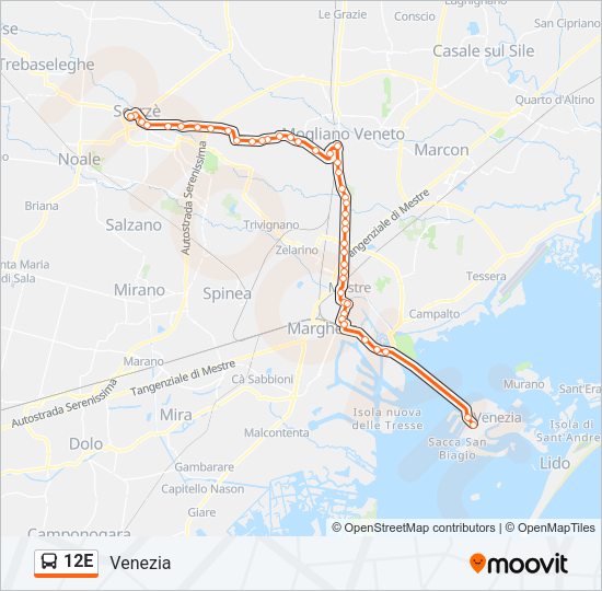 Percorso linea bus 12E