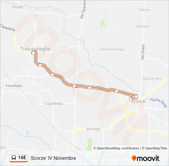 16E Bus Line Map