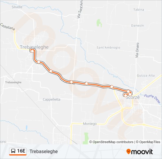 Percorso linea bus 16E