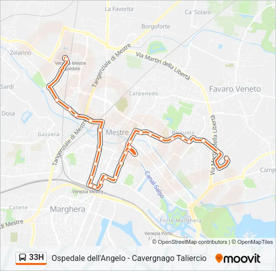 33H Bus Line Map