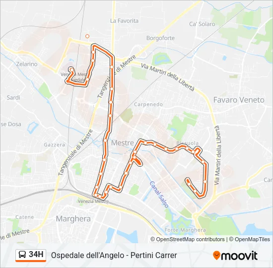 34H Bus Line Map