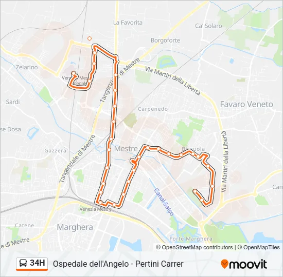 34H Bus Line Map