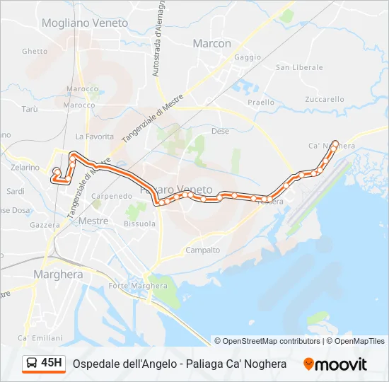 45H Bus Line Map