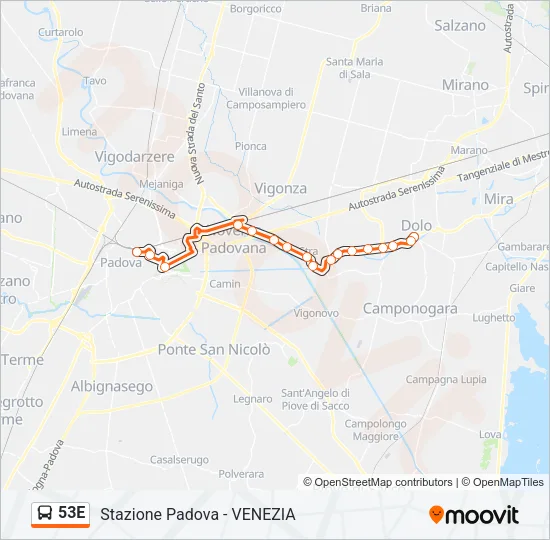 53E Bus Line Map