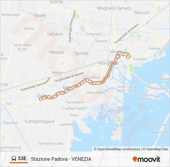 53E Bus Line Map