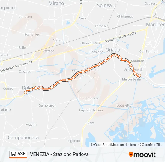 53E Bus Line Map