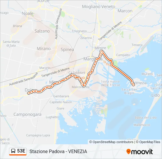 53E Bus Line Map