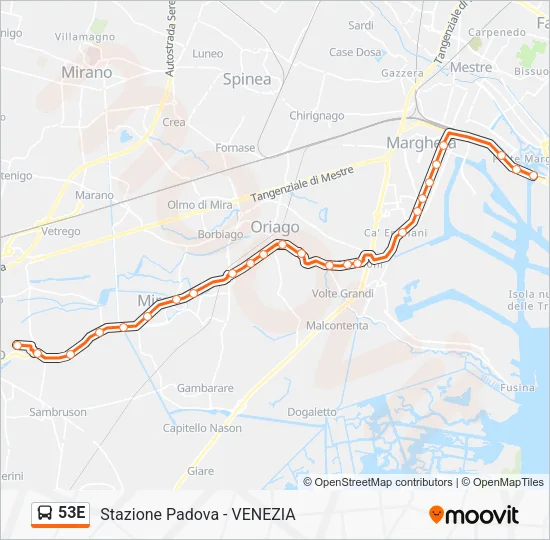 53E Bus Line Map