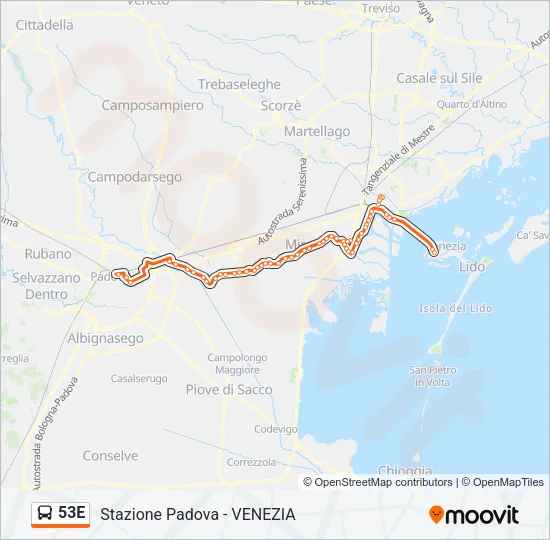 53E Bus Line Map